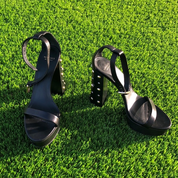 Versace Leather Double Platform Sandals - Picture 3 of 5